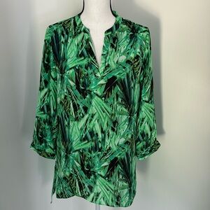Zac & Rachel green & black asymmetrical blouse